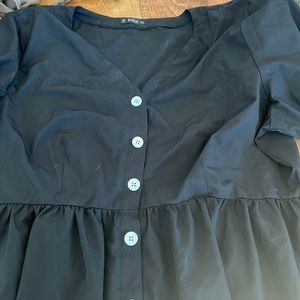 Black peplum button down shirt